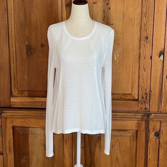 LOU & GREY White long Sleeve open knit 💯 Cotton Sweater Sz. MD - Picture 1 of 16